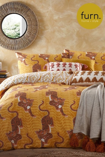 furn. Yellow Tibetan Tiger Duvet Cover and Pillowcase Set (D11299) | £16 - £34