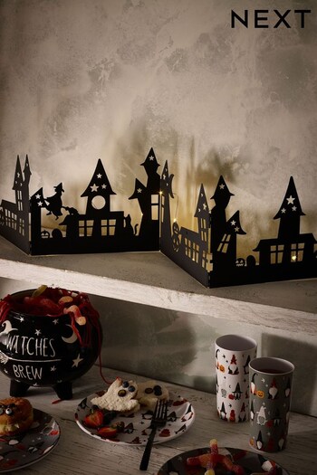 Black Halloween Haunted House Lit Garland (D11488) | £15