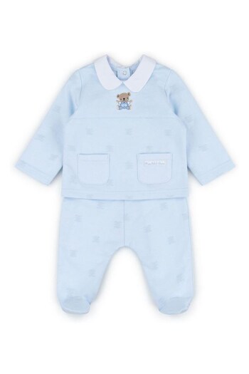 Rock A Bye Baby Boutique Blue Bear Print Quilted Two-Piece Top And Trouser Set (D11512) | £18