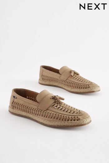 Stone Natural Weave Tassel Loafers (D11541) | £52