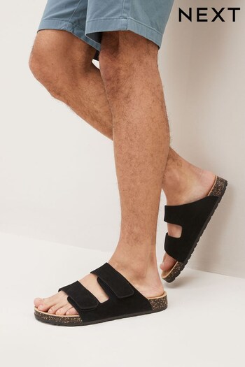 Black Easy Fastening Double Strap Sandals (D11584) | £32