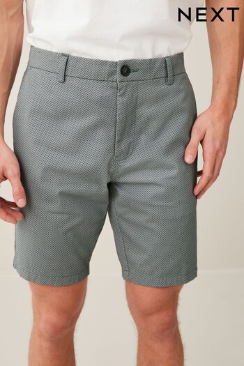 Grey Print Straight Stretch Chino Shorts imprim (D12021) | £20