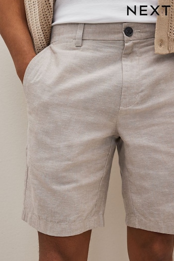 Stone Linen Blend Chino Shorts (D12598) | £24