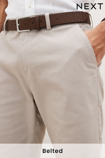 Stone Belted Chino Shorts with Stretch (D12602) | £26