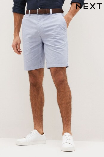 Blue Stripe Belted Chino Shorts with Stretch (D12699) | £26