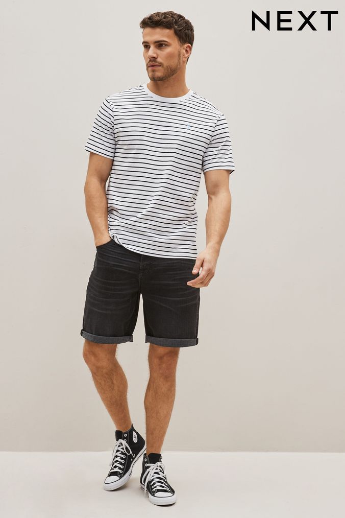 Black denim shorts outlet uk