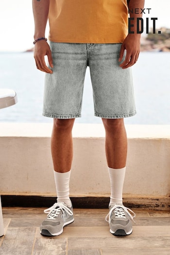 Grey Loose EDIT Oversized Denim Shorts (D12749) | £24