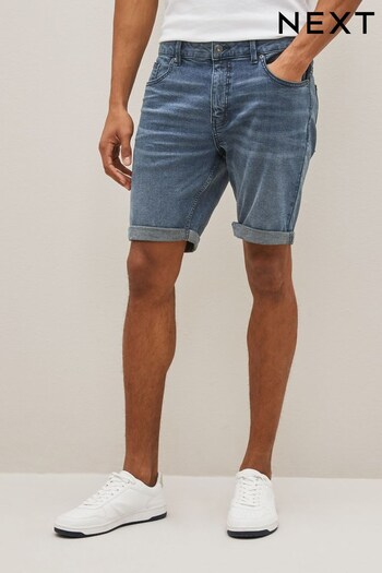 Smokey Blue Slim Stretch Denim Shorts (D12759) | £24