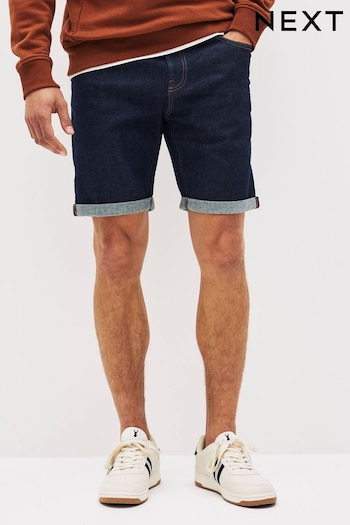 Indigo Blue Straight Stretch Denim Shorts (D12761) | £22