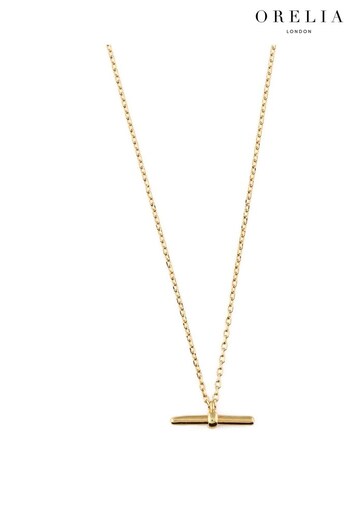 Orelia London 18K Gold T-Bar Ditsy Necklace (D12792) | £15