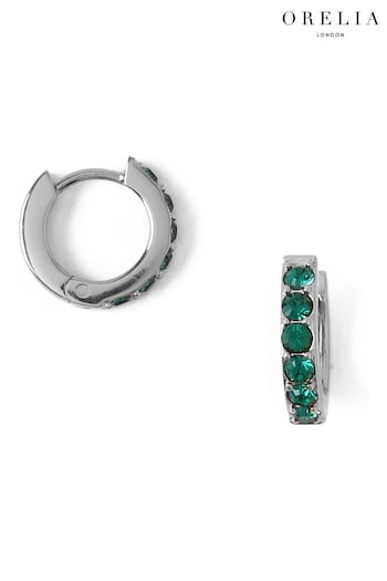 Orelia London Emerald Huggie Hoop Earrings Made With Swarovski® Crystals (D12803) | £25