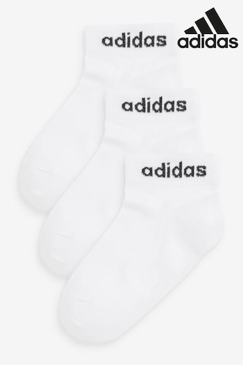 adidas White Think Linear Ankle Socks 3 Pairs (D12911) | £8