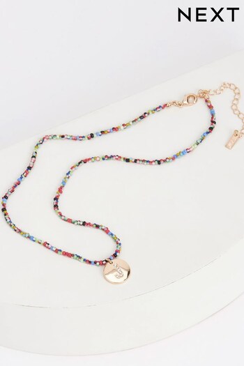Multicoloured Beaded Initial Necklace (D12980) | £12