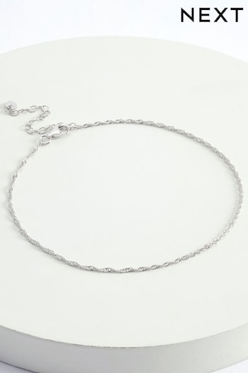 Sterling Silver Twisted Chain Anklet (D14011) | £18