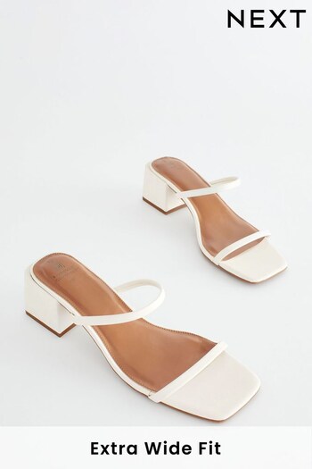 Bone White Extra Wide Fit Forever Comfort® Two Band Block Heel Mules (D14019) | £29