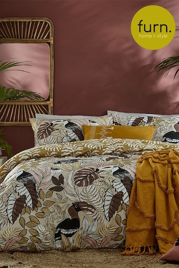 furn. Natural Tocorico Jungle Reversible Duvet Cover and Pillowcase Set (D14027) | £16 - £21