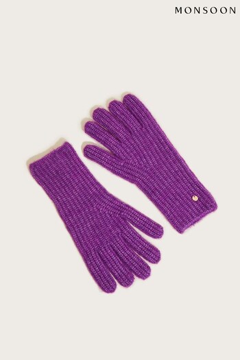 Monsoon Purple Super Soft Knit Gloves with Recycled Polyester (D14079) | £15