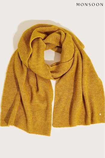 Monsoon Yellow Super Soft Knit Scarf with Recycled Polyester (D14080) | £32