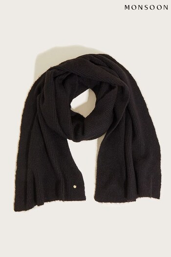 Monsoon Black Super Soft Knit Scarf With Recycled Polyester (D14082) | £32