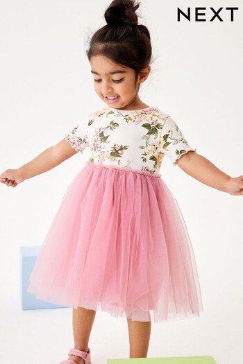Pink Floral Tutu Skirt Dress (3mths-7yrs) (D14231) | £14 - £18