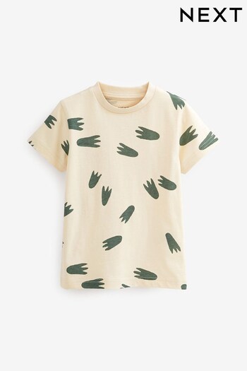 Neutral Dinosaur Footprint Short Sleeve All Over Print T-Shirt (3mths-7yrs) (D14280) | £5 - £7