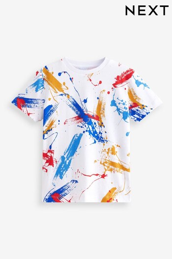 White Paint Splat Short Sleeve All-Over Print T-Shirt (3-16yrs) (D14396) | £8 - £13