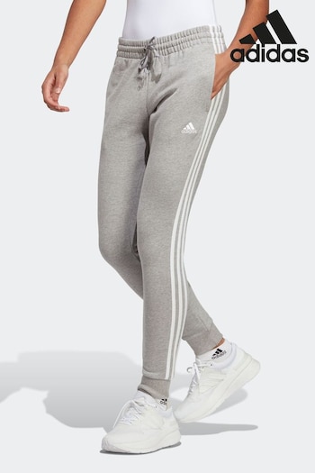 adidas Grey Sportswear Essentials 3-stripes French Terry Cuffed Joggers (D14565) | £38