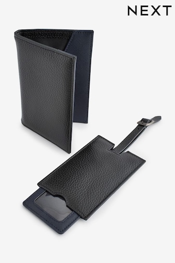 Black Travel Passport Holder and Luggage Tag Set (D14630) | £18