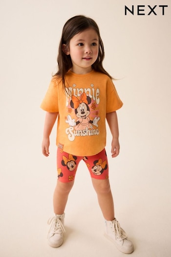 Orange Disney Minnie Mouse T-Shirt and Cycle relax Shorts Set (3mths-7yrs) (D14926) | £12 - £16