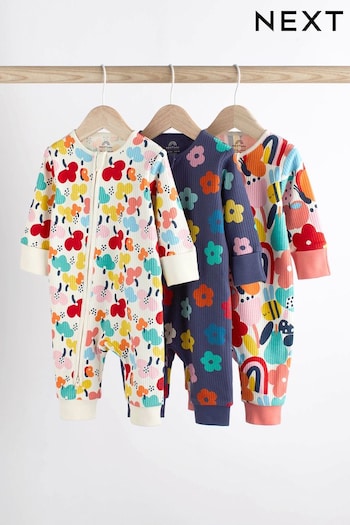 Bright Floral Footless Baby Sleepsuits 3 Pack (0mths-3yrs) (D14935) | £20 - £22