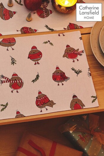 Catherine Lansfield 4 Pack Red Christmas Robins Wipeable Placemats (D15065) | £20