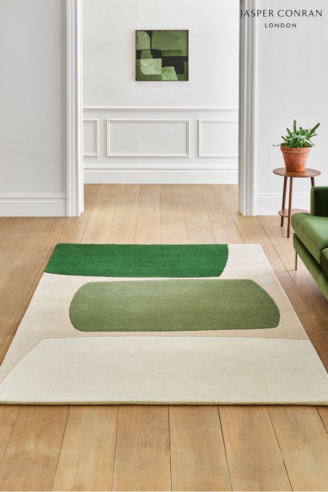 Jasper Conran London Green Colourblock Wool Rug (D15071) | £200 - £460