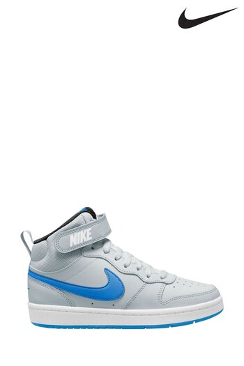 Nike Grey/Blue Youth Court Borough Mid Trainers (D15107) | £48