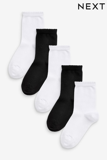 Black/White Black/White 5 Pack Cotton Rich Ankle School Socks (D15131) | £5.50 - £7