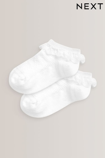 White 2 Pack Cotton Rich Ruffle Trainer Socks (D15135) | £4 - £6