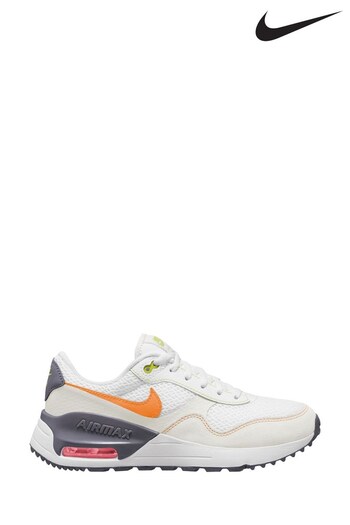Nike White/Orange Air Max SYSTM Youth Trainers (D15237) | £60