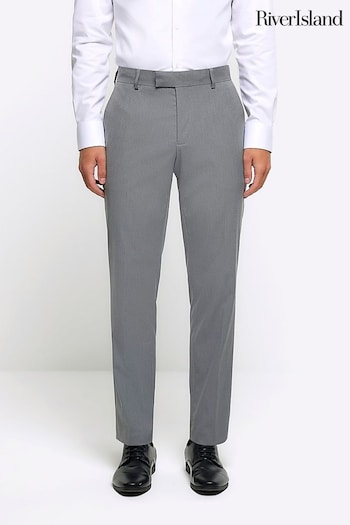 River Island Grey Slim Twill Suit Trousers (D15314) | £35