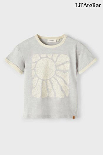 Lil Atelier Blue Ribbed Printed T-Shirt (D15395) | £18
