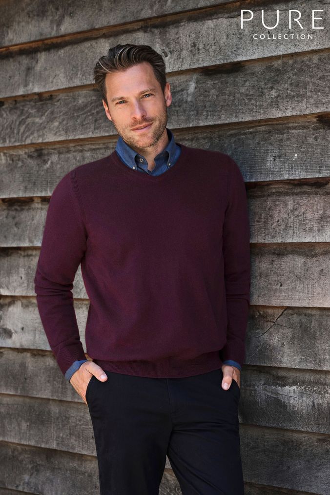 Mens purple sales cashmere sweater