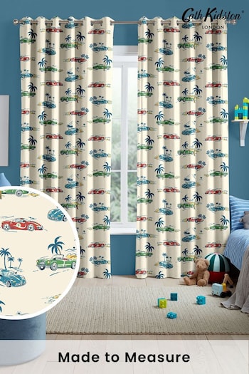 Cath Kidston Cream Kids Fast Cars Made To Measure Curtains (D15576) | £82