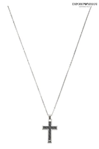 Emporio Armani Jewellery Gents Silver Tone Cross Necklace (D15612) | £105