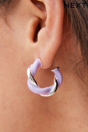 Purple Twist Hoop Earrings (D15685) | £11