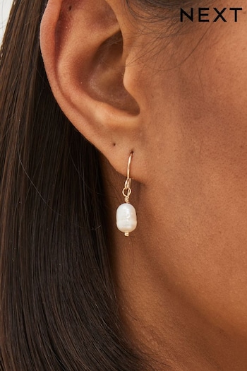 Gold Tone Freshwater Pearl Delicate Earrings (D15690) | £8