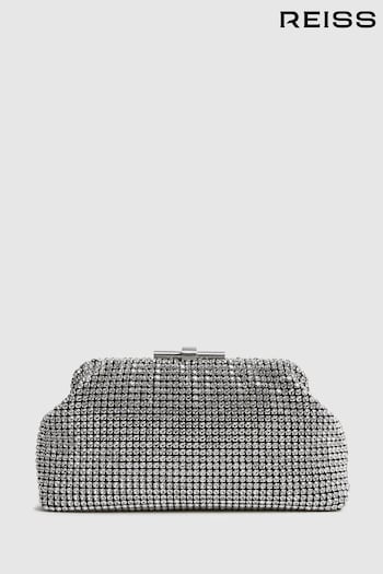 Reiss Silver Adaline Embellished Clutch Bag (D15692) | £148
