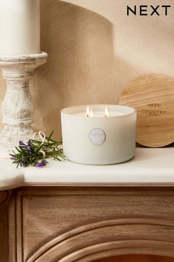 White Country Luxe Spa Retreat Lavender and Geranium 3 Wick Scented Candle (D15951) | £18