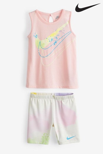 Nike Pink Little Kids Tie Dye Vest and Shorts Set (D16210) | £35