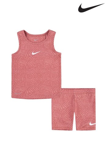 Nike Coral Pink Little Kids DriFIT Vest and Shorts Set (D16212) | £36