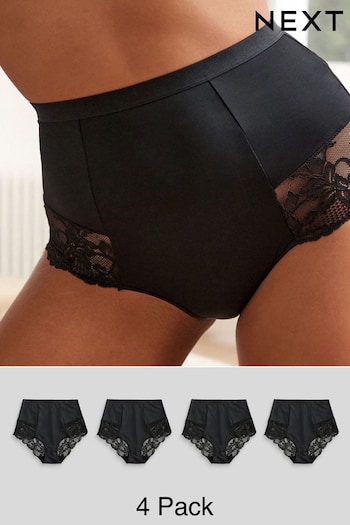 Black Tummy Control Shaping Lace Back Bikinis 4 Pack (D16320) | £40