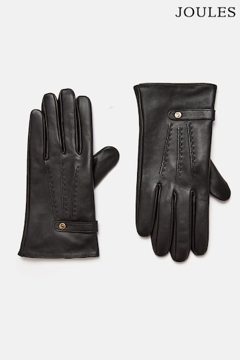 Joules Black Leather Gloves (D16324) | £36