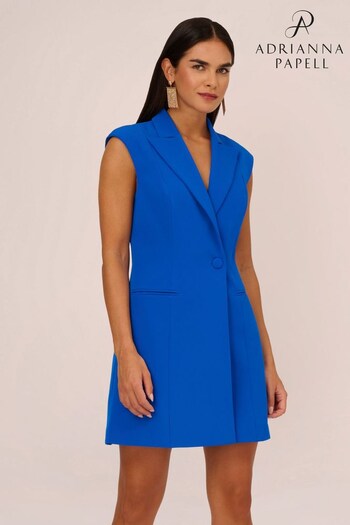 Adrianna Papell Blue Sleeveless Blazer Waist Dress (D16341) | £250